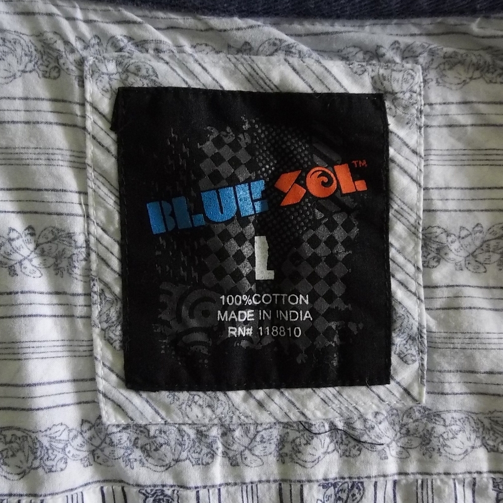 Blue Sol Men's Large Button down Shortsleeve Shirt - Picture 7 of 7